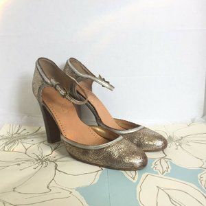 J Crew Gold Mary Jane Heeled Pump - Size 9.5 M